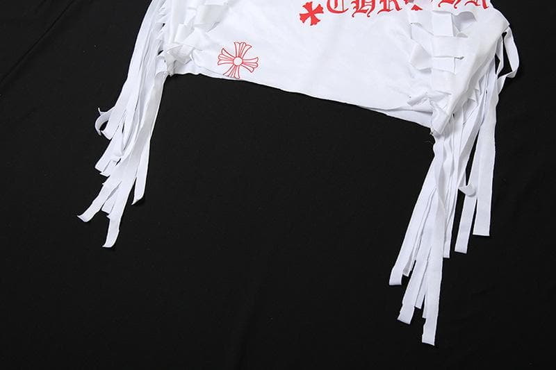 Sleeveless print tassel crop mini skirt set