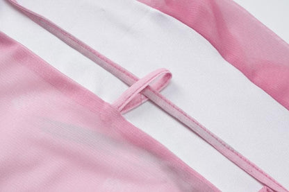 Print mesh knotted backless cami maxi dress