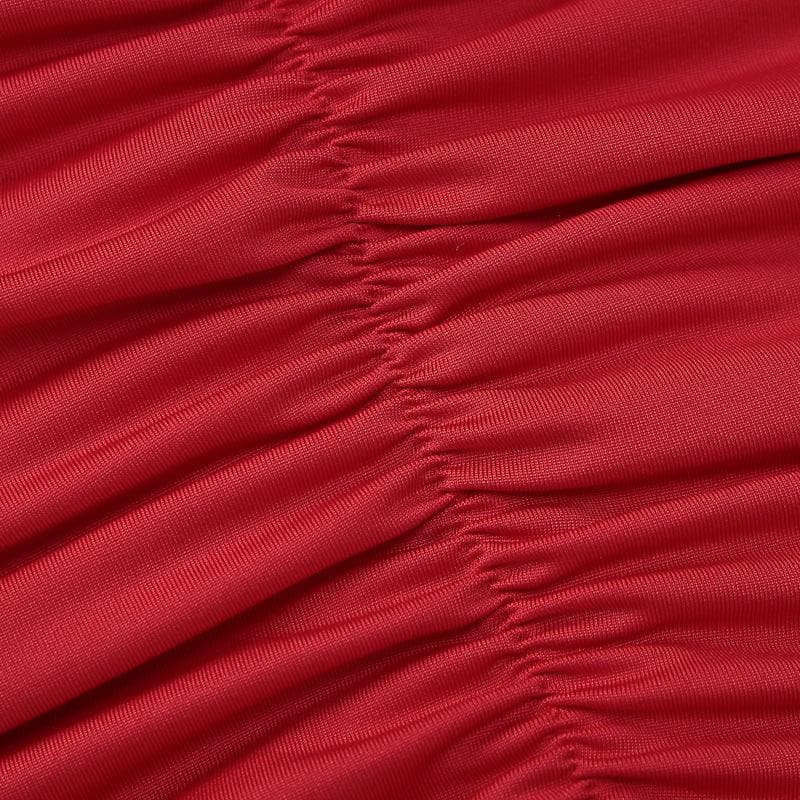 Deep V neck ruched solid mini dress