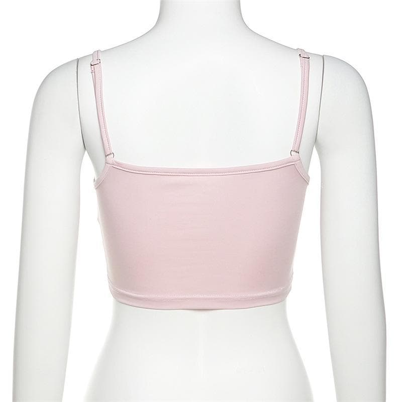 Lace up metal ring padded crop top