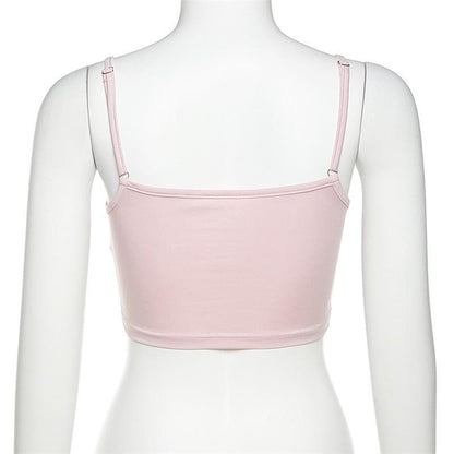 Lace up metal ring padded crop top
