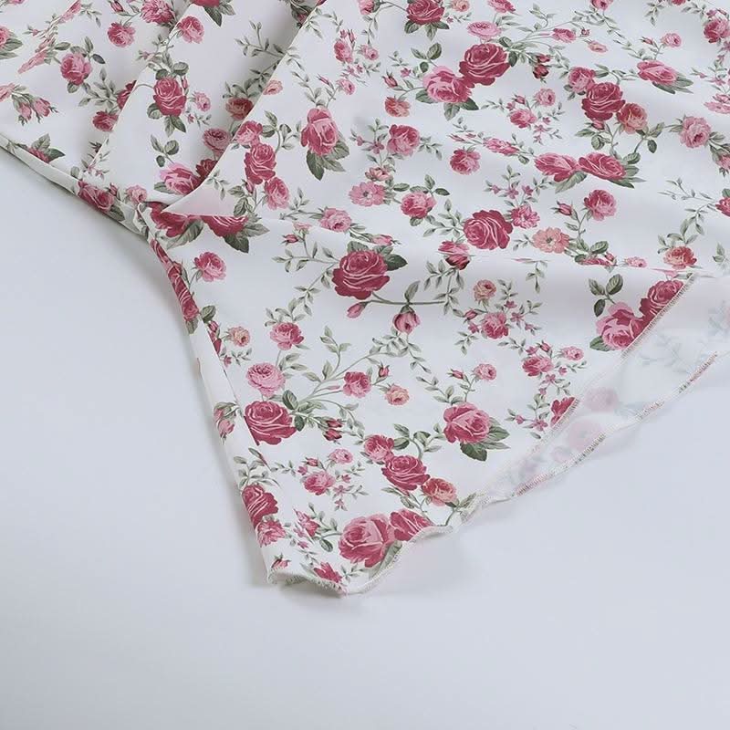 Flower print backless tube mini dress