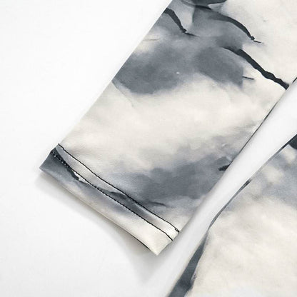 Off shoulder tie dye print long sleeve mini dress