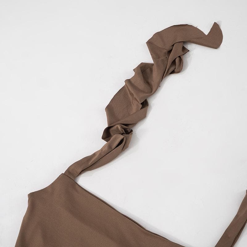 Square neck ruffle high slit cami maxi dress