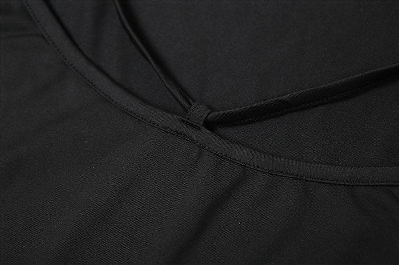 Lace up backless slit solid cami maxi dress