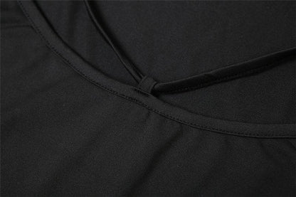 Lace up backless slit solid cami maxi dress