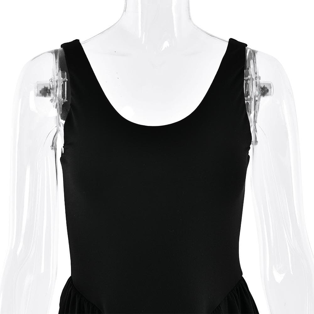 U neck ruched solid backless cami maxi dress