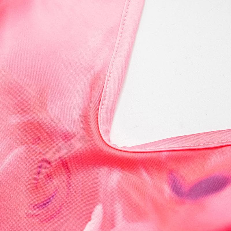 Halter rose print u neck backless self tie maxi dress