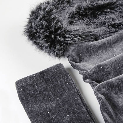 Fluffy gloves beaded tube mini dress