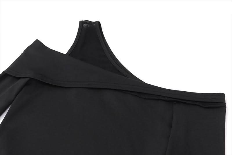 Off shoulder long sleeve slit solid maxi dress