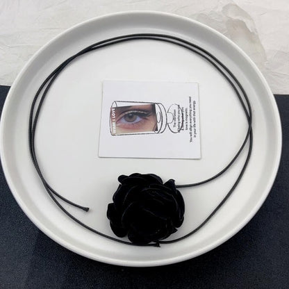 Flower applique self tie choker necklace