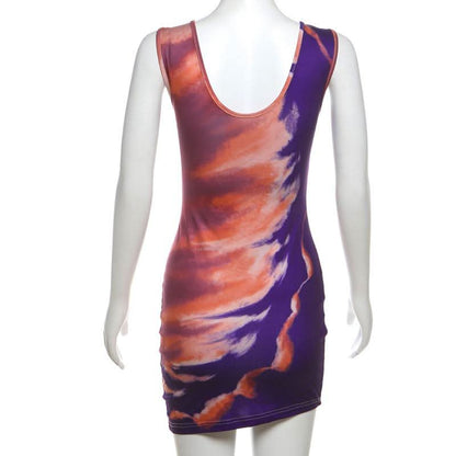 Crewneck sleeveless contrast mini dress