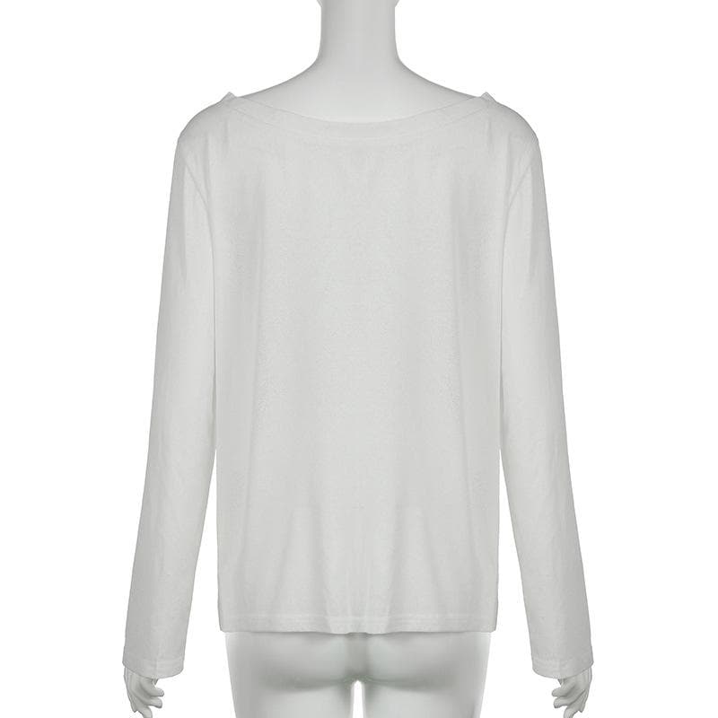 Long sleeve off shoulder letter print top
