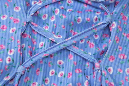 U neck flower print lace up maxi dress