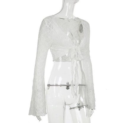 Flared sleeve solid knotted top