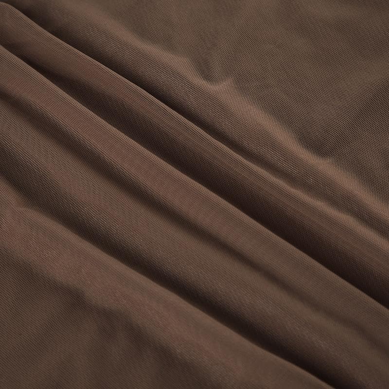 Halter mesh slit flower applique maxi dress