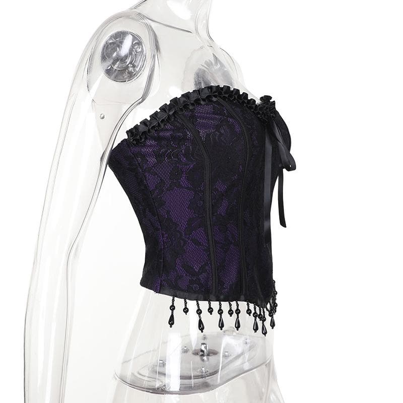 Sweetheart neck bustier tassels ruffle tube top