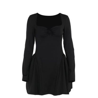 Long sleeve sweetheart neck bowknot mini dress