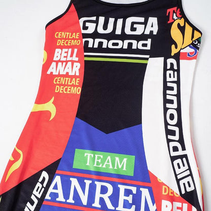 Sleeveless u neck print contrast tank maxi dress