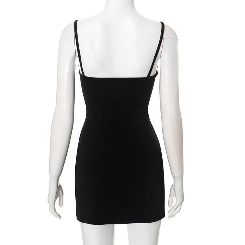 Knotted glitter patchwork backless cami mini dress