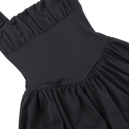 Square neck backless ruched cami mini dress