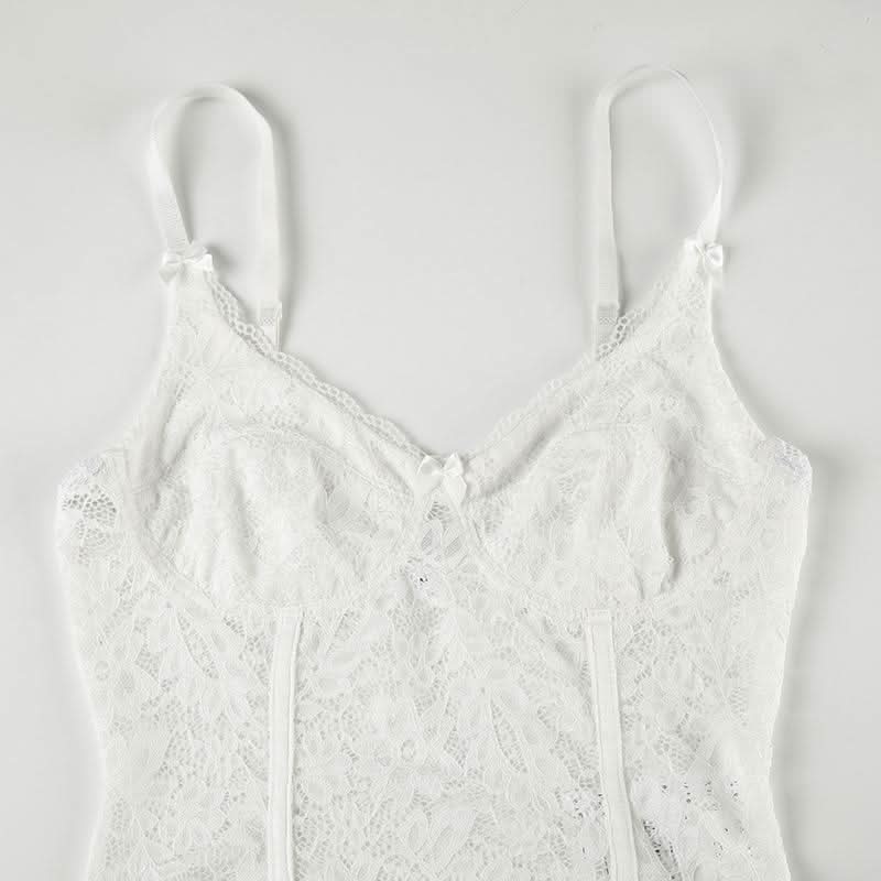 V neck lace bowknot cami top