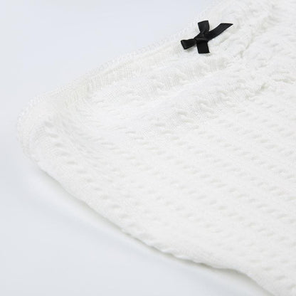 Textured bowknot ruched bowknot tube crop top