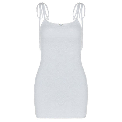 U neck knotted lace cami mini dress