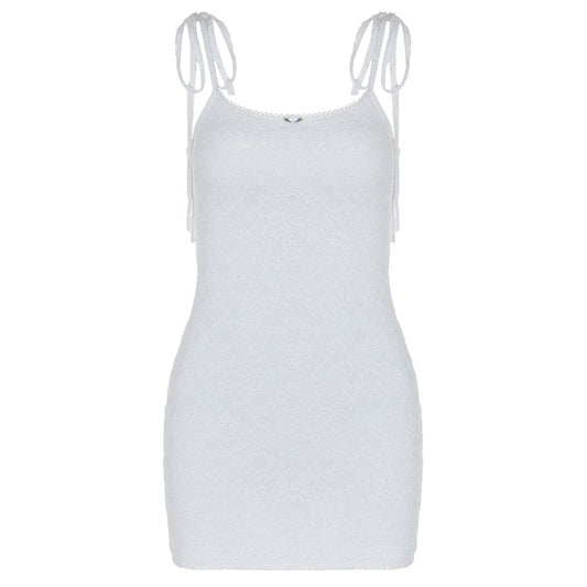U neck knotted lace cami mini dress