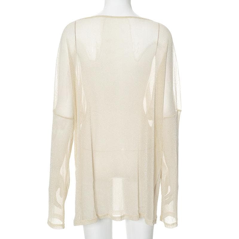 Long sleeve solid see through top