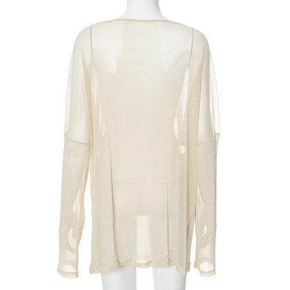 Long sleeve solid see through top