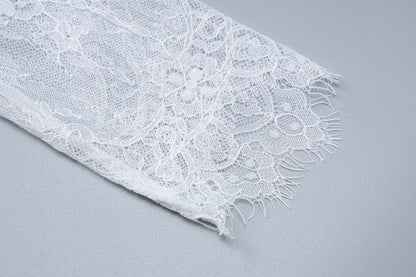 Long sleeve lace zip-up ruched shrug cami maxi dress