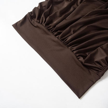 Halter backless ruched solid mini dress