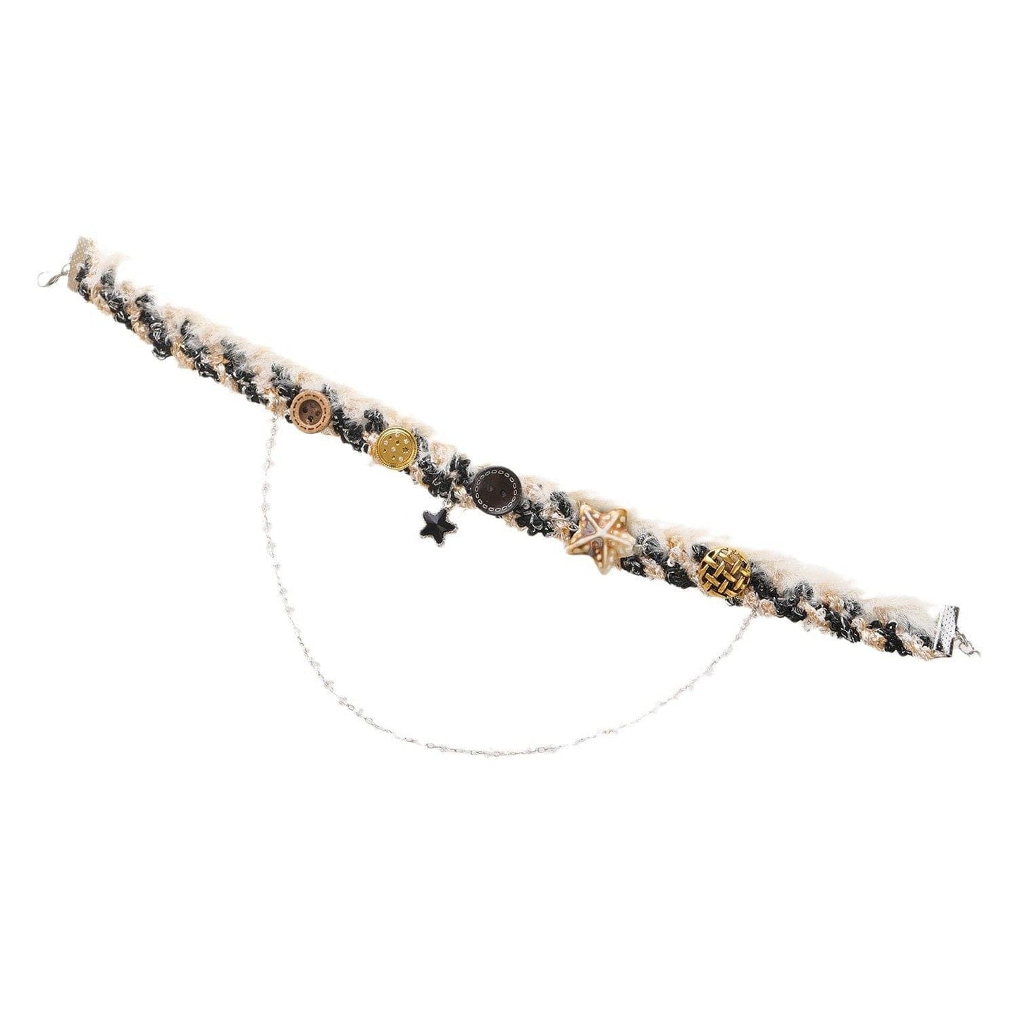 Layered fluffy star decor choker necklace