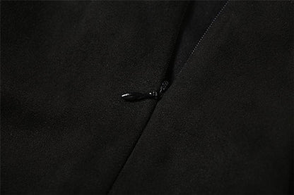 Fluffy leopard print patchwork button zip-up cami mini dress