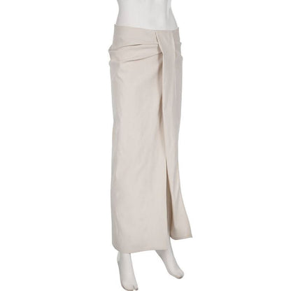 Slit zip-up solid maxi skirt