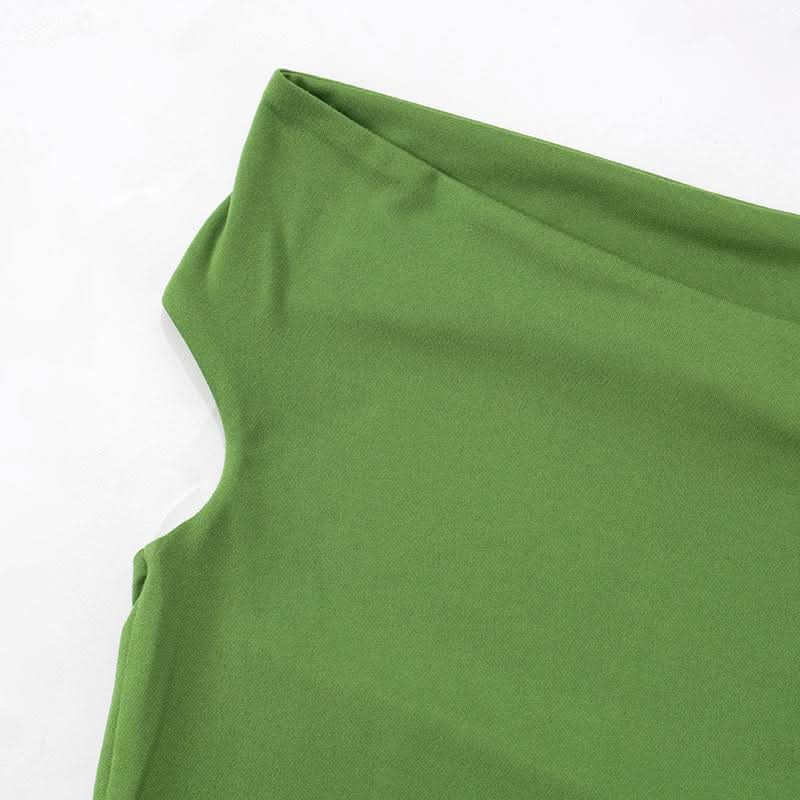 Hollow out off shoulder solid crop cut out top