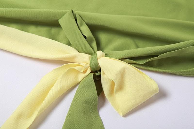 Contrast irregular one shoulder backless ruffle mini skirt set-final-sale