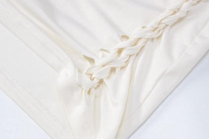 Hollow out solid sleeveless irregular crewneck mini skirt set-final-sale