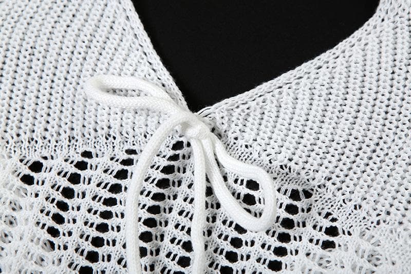 Knitted hollow out see through halter cut out maxi dress