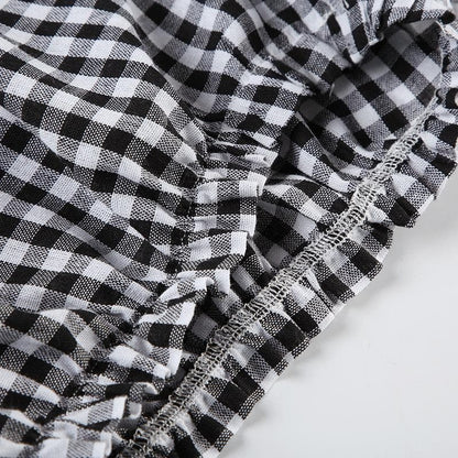 Plaid print bowknot short pant