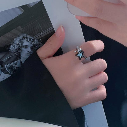 Star decor open rhinestone ring