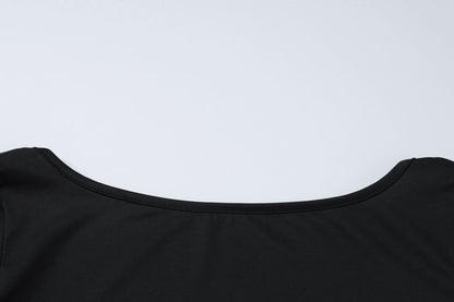 Long flared sleeve slit ruched hollow out maxi skirt set