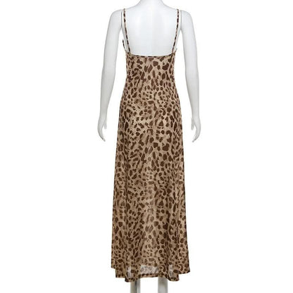 Leopard print cowl neck cami maxi dress-final-sale