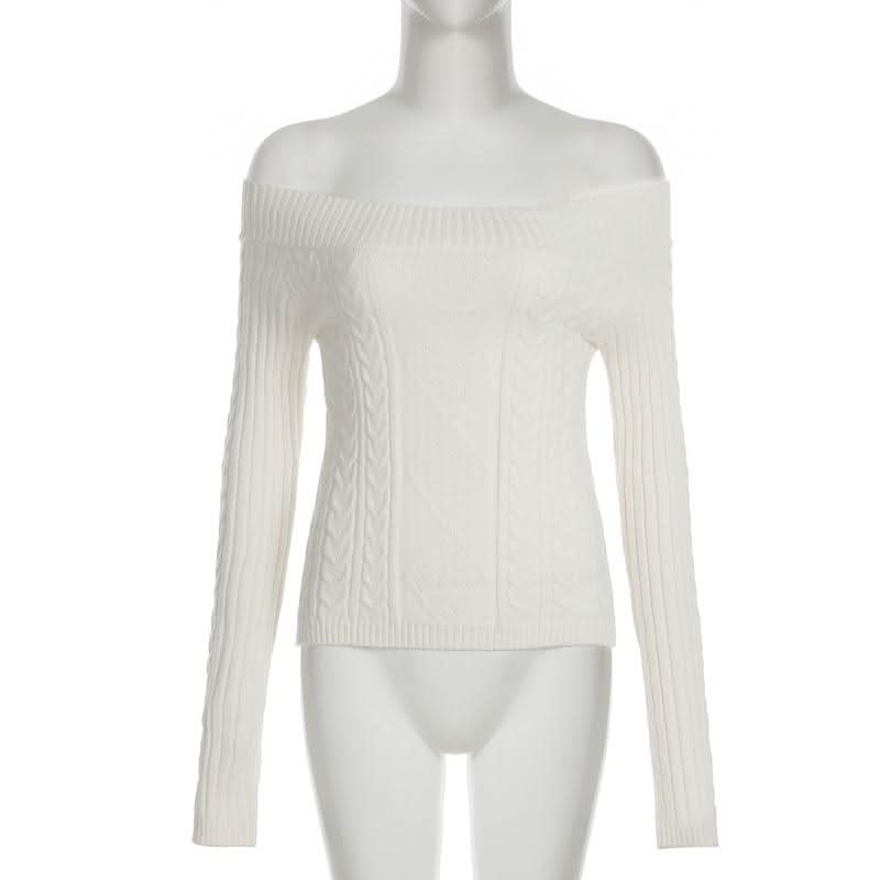 Off shoulder long sleeve sweater top