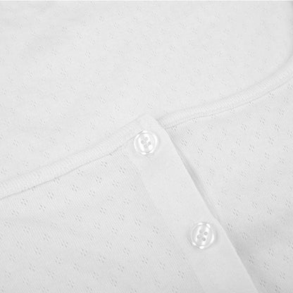 Button ruffle long sleeve lace hem textured solid 2 piece top