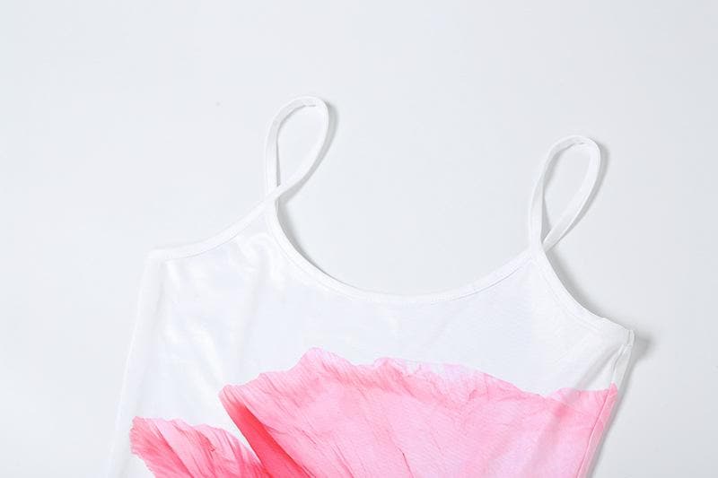 Flower print backless u neck cami maxi dress