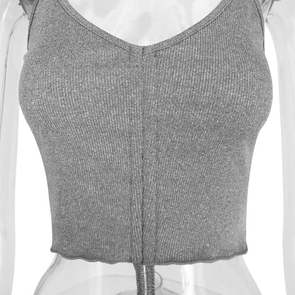 Drawstring 2-way ruched v neck ruffle solid cami top