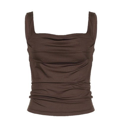 Sleeveless ruched solid backless cami top