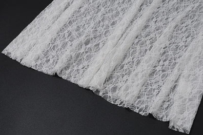 Long flared sleeve lace see through maxi dress